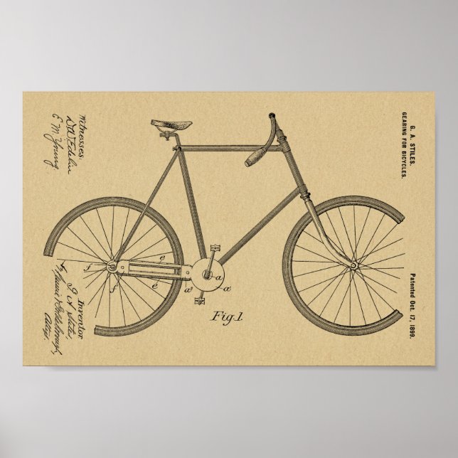 Impression de dessin d'art breveté à bicyclette 18 (Devant)