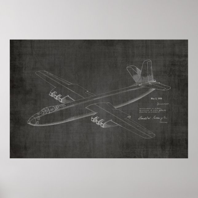Impression de dessin d'art d'avion à réaction 1950 (Devant)
