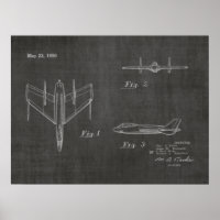 Impression de dessin d'art d'avion à réaction 1950