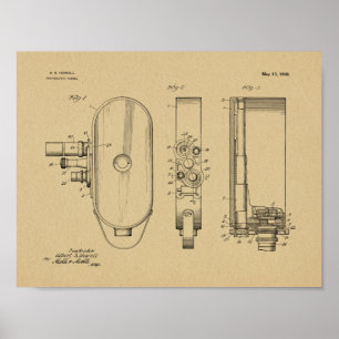 Impression de dessin d'art de la caméra Vintage 19