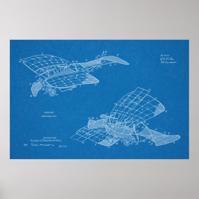 Impression de dessin de brevet d'avion de 1912 (Devant)