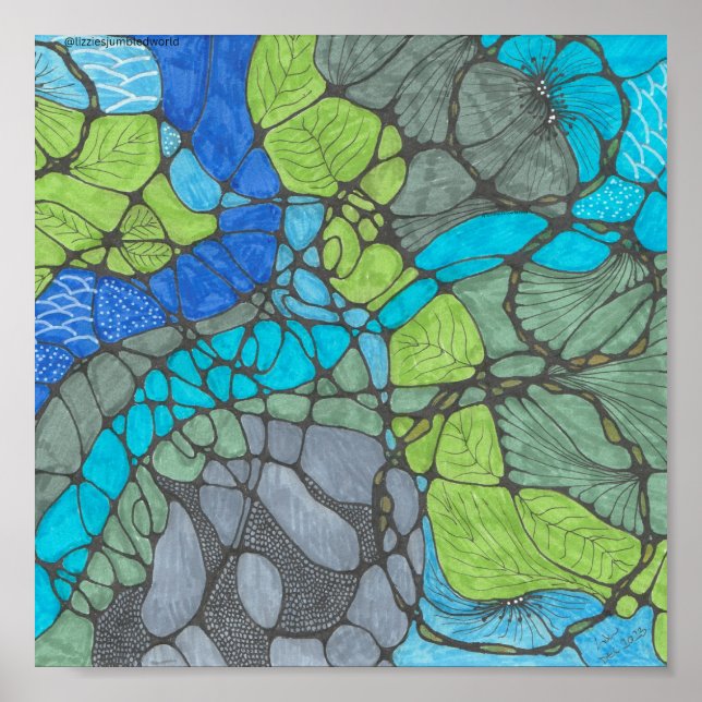 Impression de doodle surchargée 8x8in. (Devant)