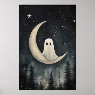 Impression de fantôme sur la lune, forêt gothique 