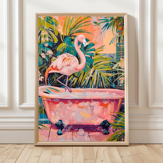 Impression de flamant rose dans une baignoire, déc (Créateur téléchargé)