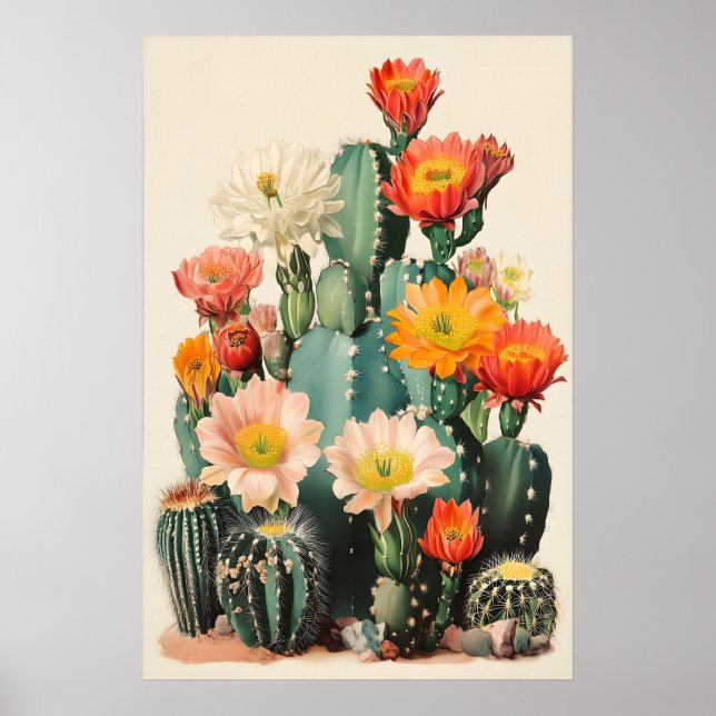 Impression de fleur de cactus du désert Art botani (Devant)