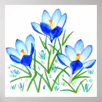 Impression de fleurs de Crocus Bleu