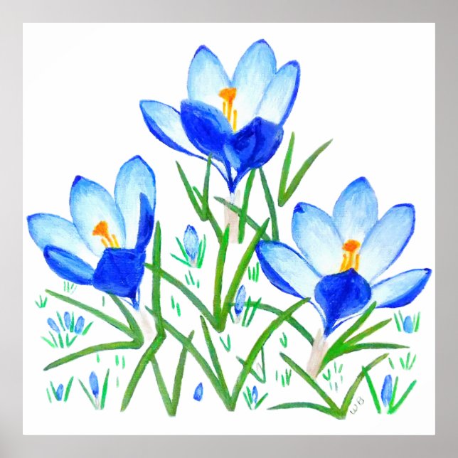 Impression de fleurs de Crocus Bleu (Devant)