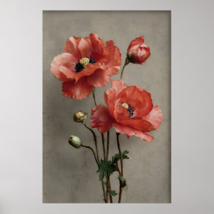 Impression de fleurs de pavots lunatiques, académi