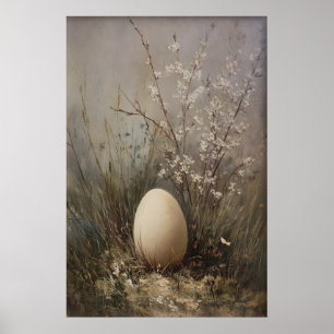 Impression de fleurs sauvages d'œuf de Pâques, cha