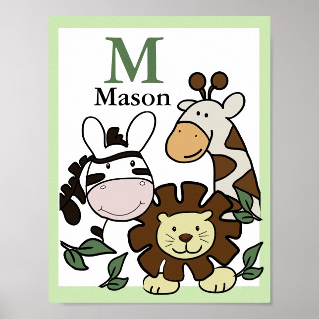 IMPRESSION DE JUNGLE SAFARI Animaux de zoo bébé (Devant)