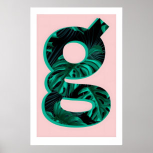 Impression de la lettre G, typographie de plante M