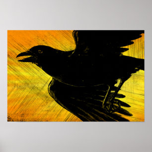 Impression de la toile Abstraite de Crow noir