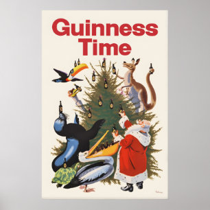 Impression de l'affiche de Noël Guinness Vintage J