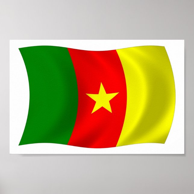 Impression de l'affiche du drapeau du Cameroun (Devant)