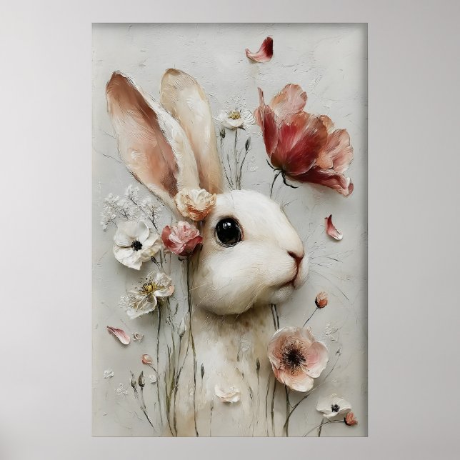 Impression de lapin de fleur de Pâques, lapin de p (Devant)