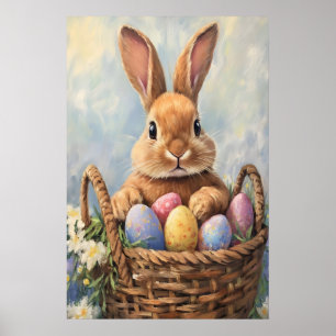 Impression de lapin de Pâques vintage, nurserie pa