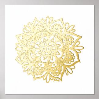 Impression de l'art de la fleur d'or Mandala