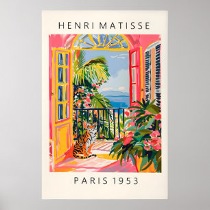 Impression de l'art du tigre de style Matisse Rose