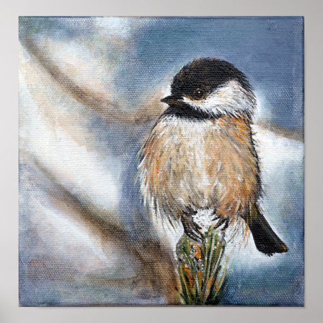 Impression de l'art en chickadee noir (Devant)