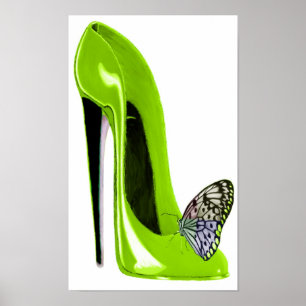 Impression de l'art vert citron et papillon