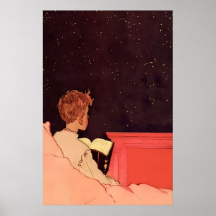 Impression de lecture de nuit étoilée Art Imprimé 