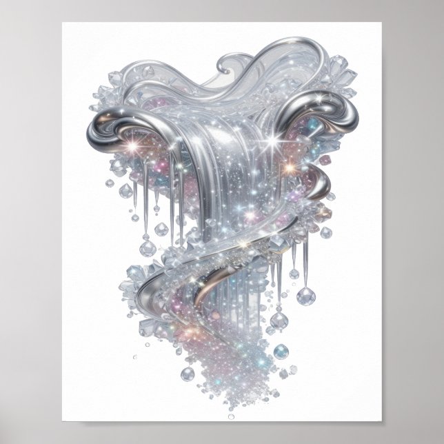 Impression de mode ART ABSTRAIT Argent Dynamique (Devant)
