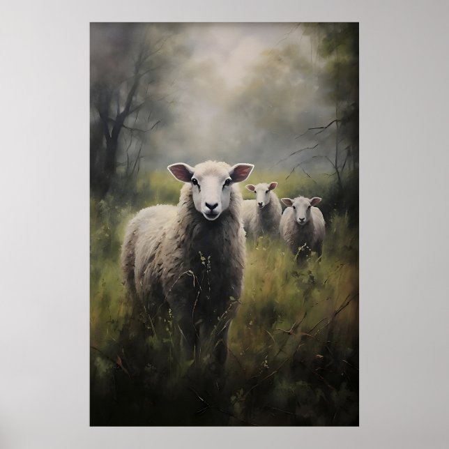 Impression de moutons dans un pré, Dark Academia C (Devant)
