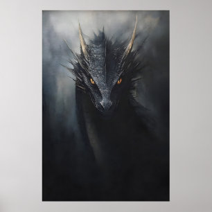 Impression de mur de dragon noir, goblincore sombr