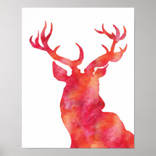 Impression de Noël des cerfs d'aquarelle