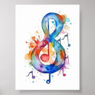 Impression de note de musique aquarelle