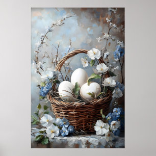 Impression de panier de fleurs d'oeufs de Pâques v