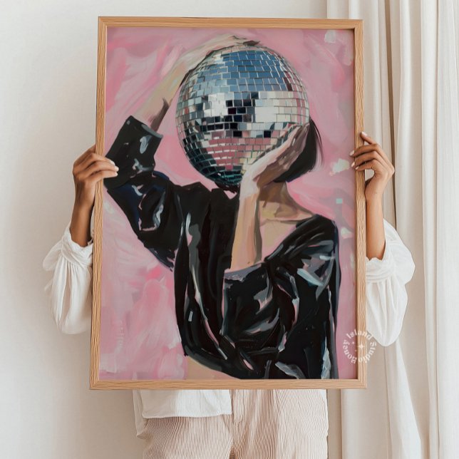 Impression de peinture de fille Disco (Disco Girl Painting Print – Retro Glam Wall Art, Trendy Disco Aesthetic Poster, Funky Feminine Decor)