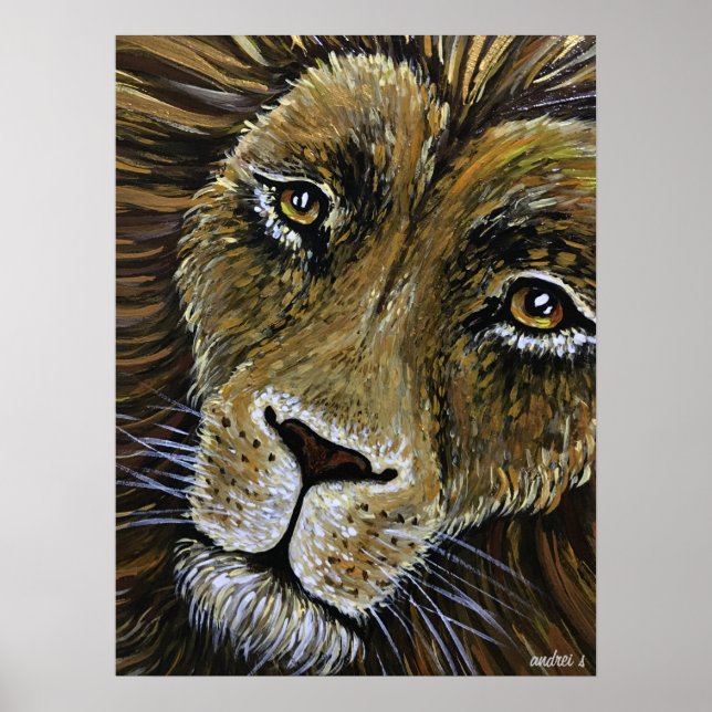 Impression de peinture de lion (Devant)
