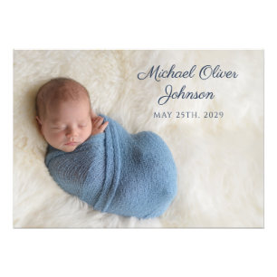 Impression de photo de bébé avec nom en bleu et da