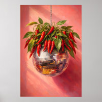 Impression de piment disco, Art mural de cuisine f