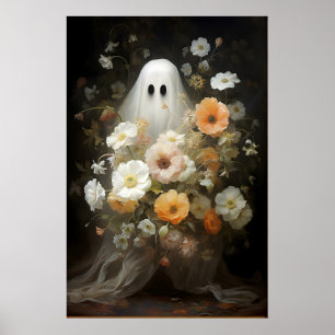 Impression de portrait fantôme floral, gothique ef