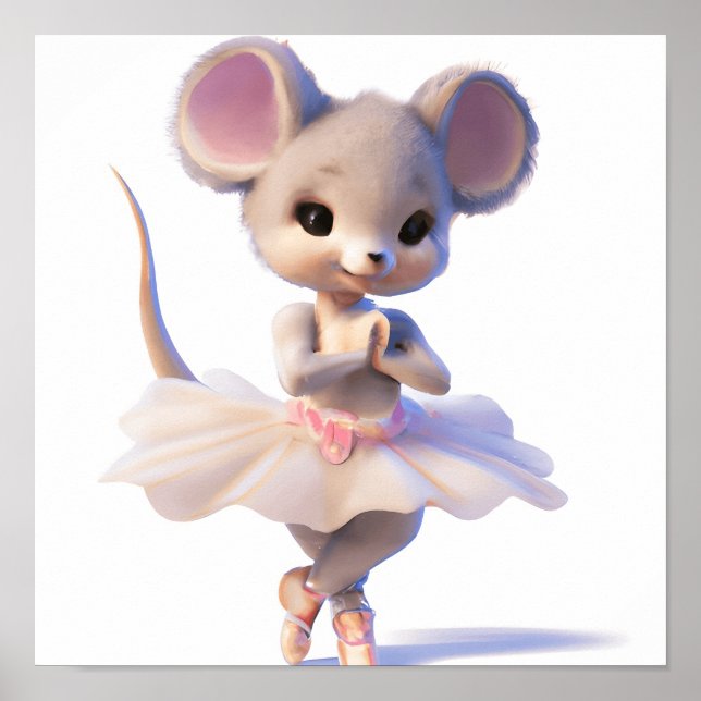 Impression de poster de ballerine souris bébé (Devant)