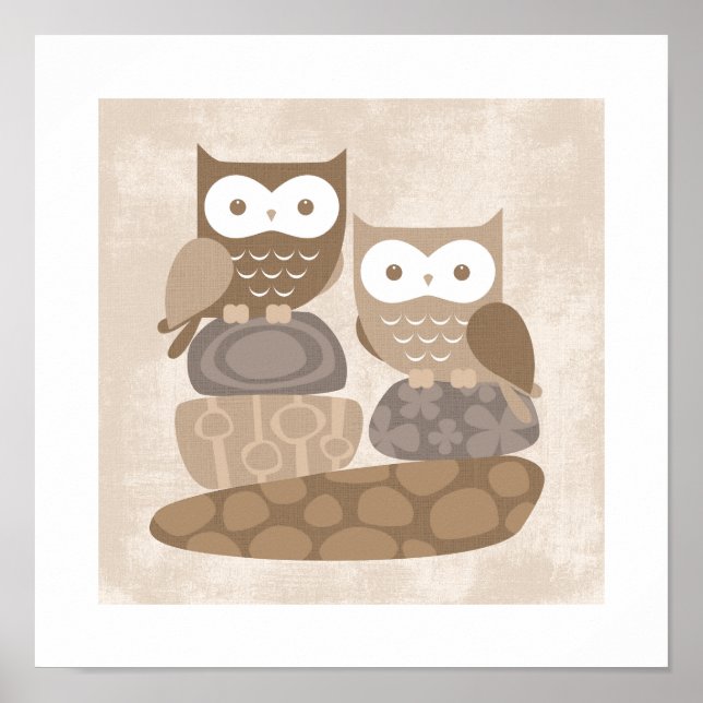 Impression de poster de hibou rétro (Devant)