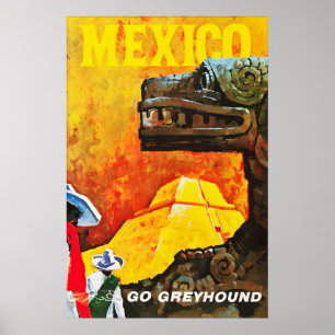 Impression de poster de voyage vintage au Mexique