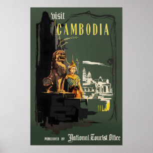 Impression de poster de voyage vintage Cambodge, A