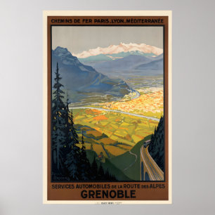 Impression de poster de voyage vintage de Grenoble