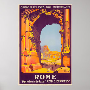 Impression de poster de voyage vintage de Rome Ita