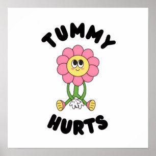 Impression de poster floral groovy 'Mal au ventre'
