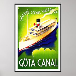 Impression de poster vintage Gota Canal Suède voie