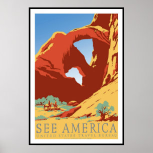 Impression de poster vintage Voir l'Amérique États