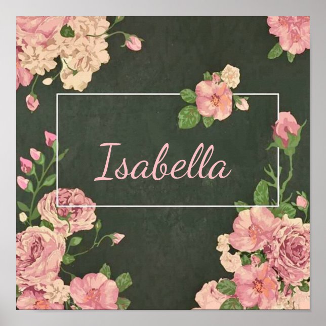 Impression de roses roses, affiche de valeur papie (Devant)