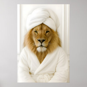 Impression de salle de bain de lion drôle, Lion en