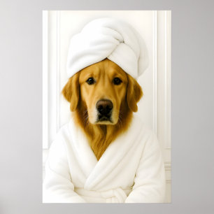 Impression de salle de bain drôle de Golden Retrie