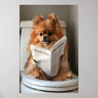 Impression de salle de bain drôle de Pomeranian, J