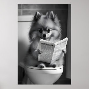 Impression de salle de bain drôle de Pomeranian, L
